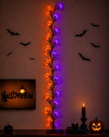 Halloween Vine Lights with Bat & Pumpkin - 9Ft, 66 LEDs, 8 Modes, Timer, Indoor Outdoor Decor