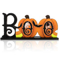 Halloween BOO Wooden Table Sign Decoration for Mantel Shelf Desk - Pumpkin BOO Variation