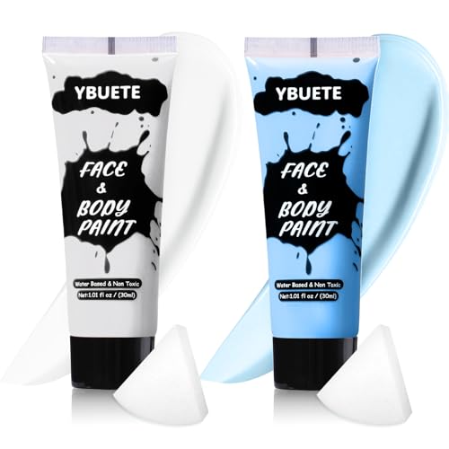 Body Paint Set for Halloween Cosplay - White & Light Blue, 2 Pack