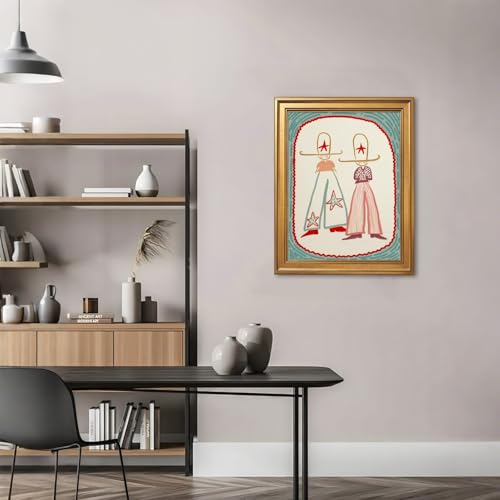 Western Couple Wall Art Canvas - Boho Rustic Ranch Decor 8x10in - Style-4