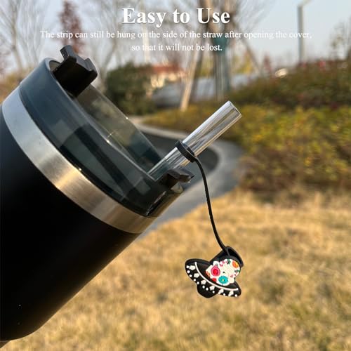 Silicone Straw Covers for Stanley Cup - Sugar Skull Design - Variation: Skull