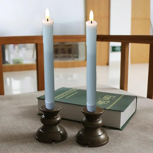 Flameless Taper Candles with Remote Timer - 6 Pack, Realistic Wax Design