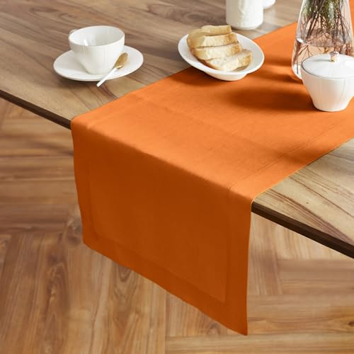Pure Linen Pumpkin Table Runner - Sonoma 14 x 90 Inch, Handcrafted