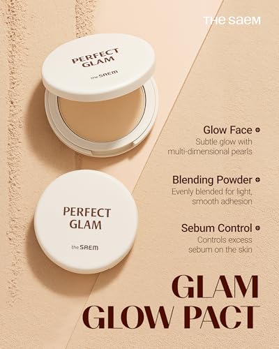 Thesaem Glam Glow Pact Face Powder with Colorful Pearls & Diamond - 1 Pack