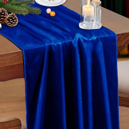 Velvet Table Runner 20x120 Inch - Royal Blue Elegant Dining Décor