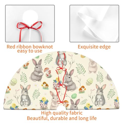 Easter / 48-Inch Bunny Christmas Tree Skirt - Festive Holiday Decor