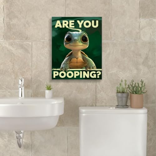 Funny Turtle Bathroom Decor - Pooping Turtle Artwork Print - Variation of Turtle1
