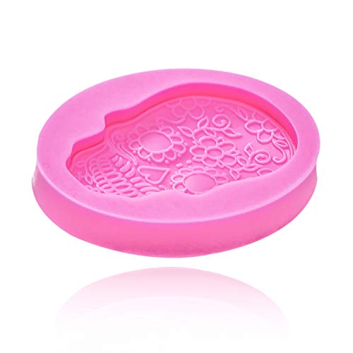 Pink Skull Fondant Mold for Cake Decorating Silicone Halloween Cupcake Topper