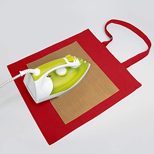 Medium Red Cotton Tote Bag - 15x16 Inches, Heat Transfer Friendly with Teflon Sheet