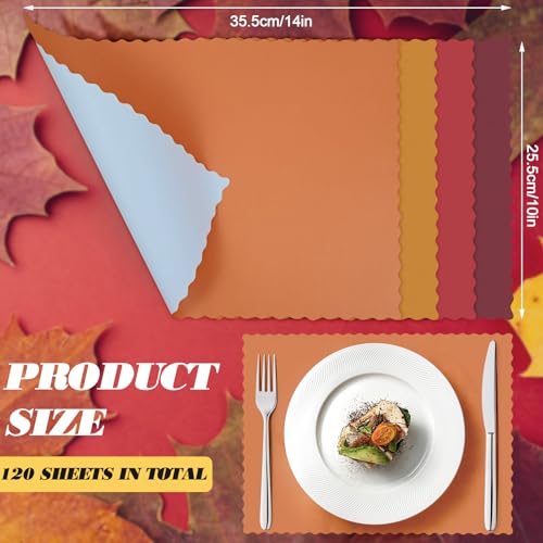 Disposable Fall Paper Placemats - Orange, 10 x 14 Inches, 120 Pack