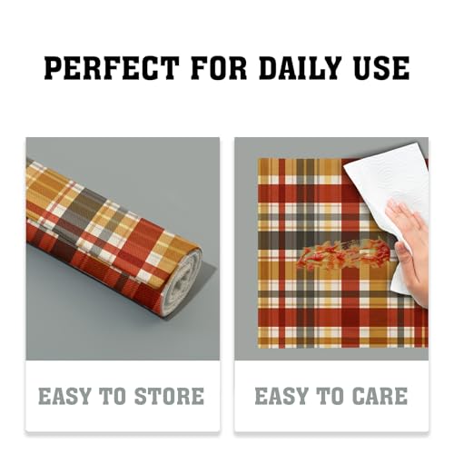 Fall Buffalo Plaid Placemats Set of 4 - 18x12 Inches Autumn Table Decor