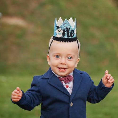 Halloween Spooky Blue Ghost 1st Birthday Crown Hat for First Birthday Party