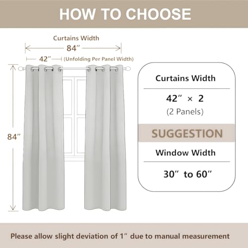 Blackout Christmas Tree Curtains Set - Snowflake Pattern, 42x84 Inches, Red Green Brown White, 2 Panels