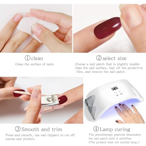 Semi Cured Gel Nail Art Stickers - Flower Design, Long-Lasting Manicure