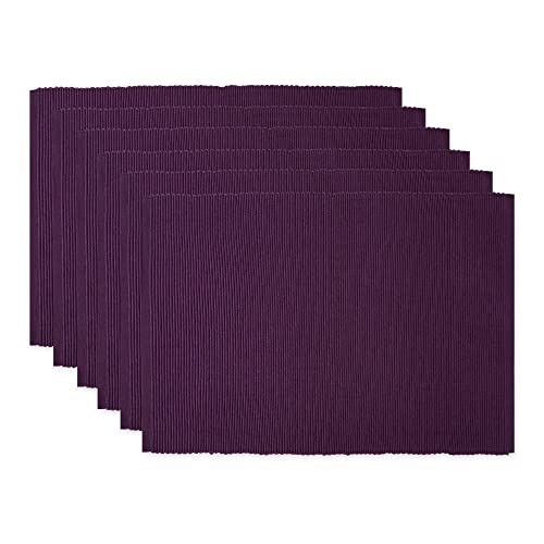 Eggplant 13x19 Inch Ribbed Cotton Placemat Set of 6