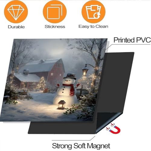 Farmhouse Snowman Dishwasher Magnet Cover - Winter Christmas Kitchen Decor, 23x26 inches