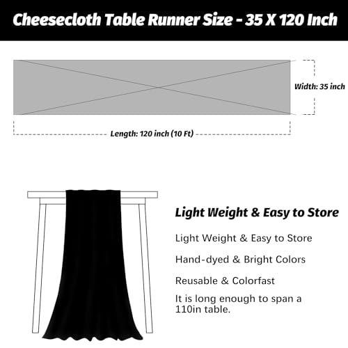 Black Halloween Cheesecloth Table Runner 35x120 Inches - 6 Pack