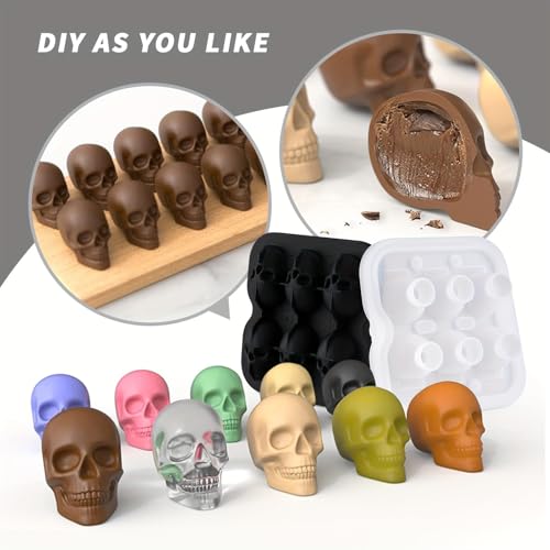 Black Skull Ice Cube Mold - 6 Cavity Silicone Ice Tray for Cocktails & Halloween