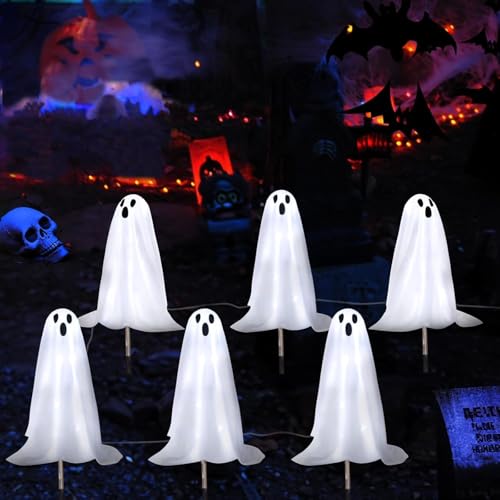 3 Pack Solar Ghost Pathway Lights Outdoor Halloween Stake Decor