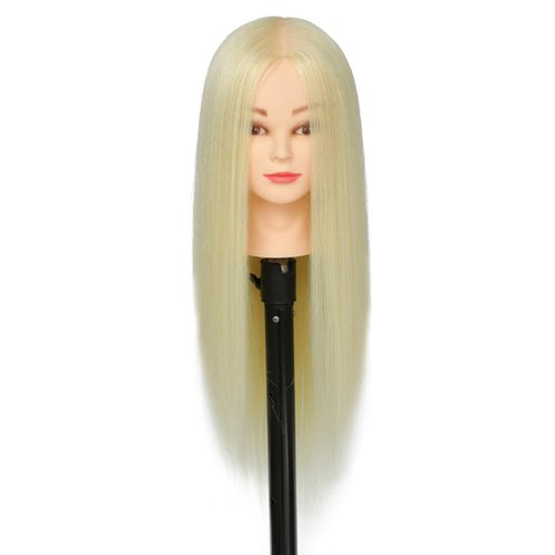 NAYOO Blonde Mannequin Head with Hair and Stand, 60% Real Hair Mannequins to Practice on, Doll Heads for Girls(Makeup)