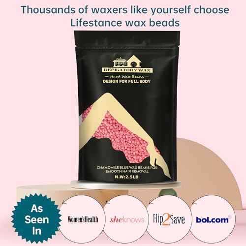 Lifestance Hard Wax Beads for Hair Removal - Sensitive Skin Rose Pink 2.5LB