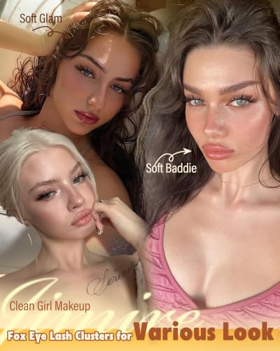 Cat Eye Lash Clusters - Wispy Natural Look, D Curl, Reusable, Fox Eye Variation
