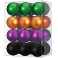 24 Pcs Christmas Tree Ornaments - Plastic Hanging Decor Balls in Black, Purple, Green & Orange - 2.4 Inch Holiday Decorations