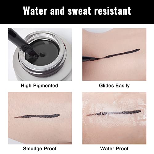 White Gel Eyeliner Waterproof Cream Eyeliner Gel Pot - 04 White with 2 Brushes