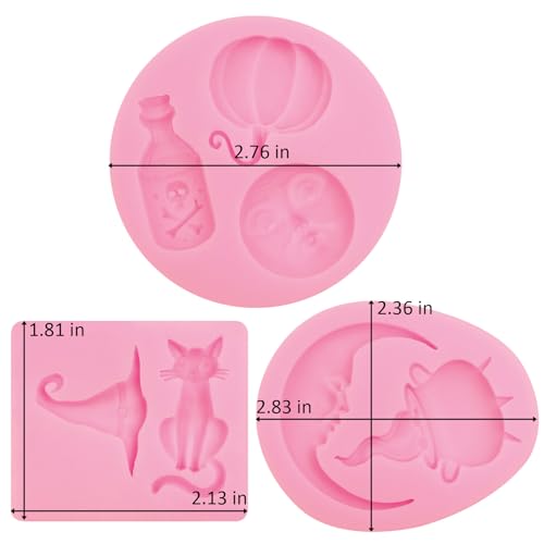 Halloween Silicone Cake Molds Set of 3 - Pumpkin, Moon, Witch Hat, Skull