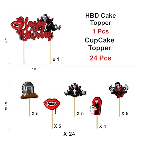 Vampre Theme Birthday Party Supplies Set - Decorations, Banners & Toppers - Variation of Vampre Theme