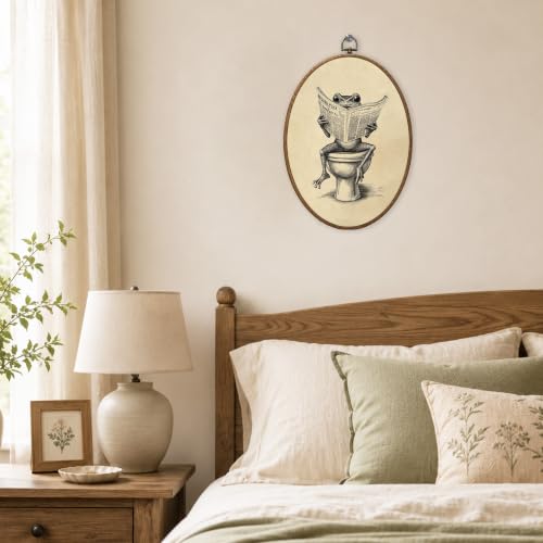 Funny Frog Canvas Wall Art Decor - Oval 8.6x11.4 Inch, Color-06