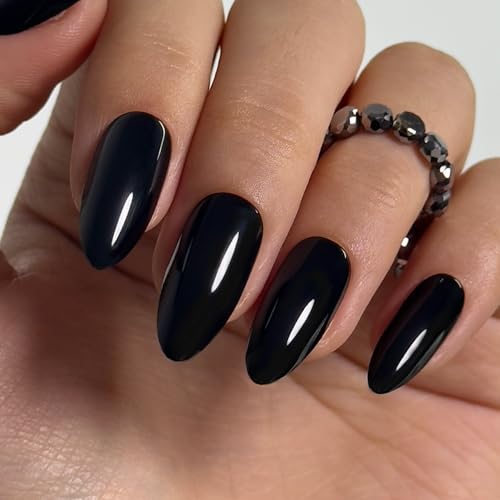 Long-Lasting Soft Gel Press On Nails - CurvLife Black, Fall Style, Variation of THIS listing