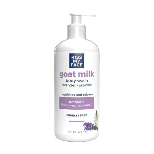 Kiss My Face Goat Milk Body Wash - Nourishing Lavender & Jasmine Formula | 16 Ounce Bottle