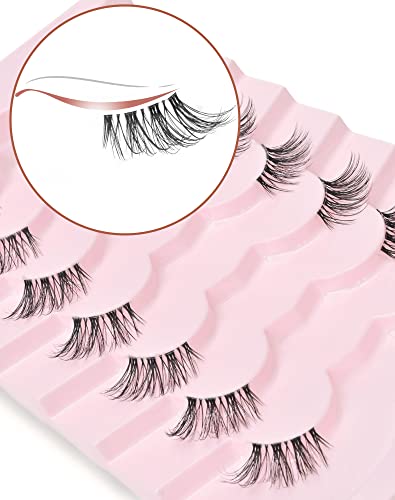 Half Lashes Natural Look False Eyelashes - Wispy Faux Mink Pack 7 Pairs C03 6-15MM
