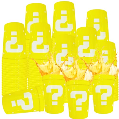 24 Pack Yellow Plastic Party Cups 12oz Reusable Tumblers for Birthday & Themed Events