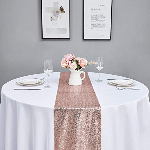 Rose Gold Sequin Table Runner Set - 2PCS 12x72 Inch for Weddings & Parties (Variation: 12"x72" 2PCS / Rose Gold)