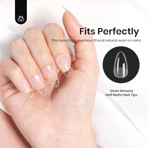 Etch-X Short Almond Soft Gel Nail Tips 288pcs - Natural Shape & Strong Adhesion