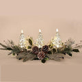 Silver Christmas Tree & Pine Cone Table Centerpiece with LED Lights - Holiday Decor
