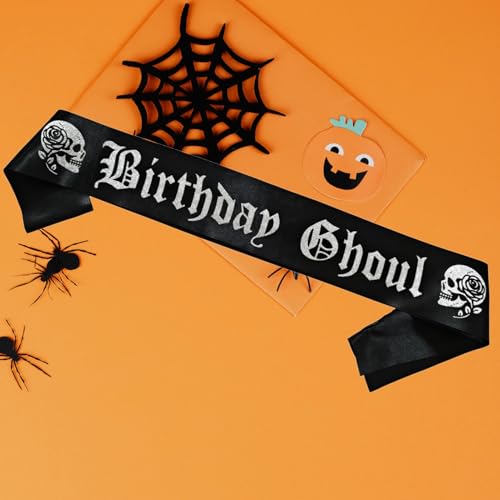 Gothic Birthday Sash for Emo & Halloween Parties - Black & Silver Glitter