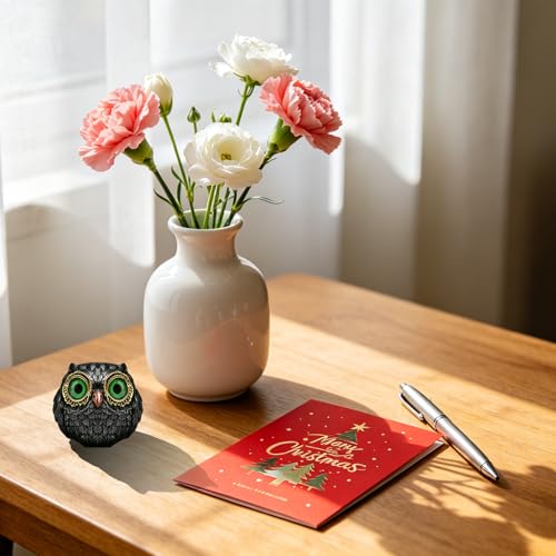 Mini Owl Figurine Desk Decor Resin Bird Sculpture for Home & Office