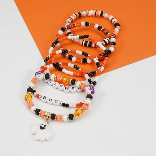 Halloween Friendship Bracelets with Ghost Pumpkin Beads - Color 20