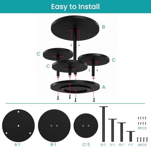 Black 4-Tier Round Cupcake Stand - Wooden Cake Tower with Rotatable Top for Desserts