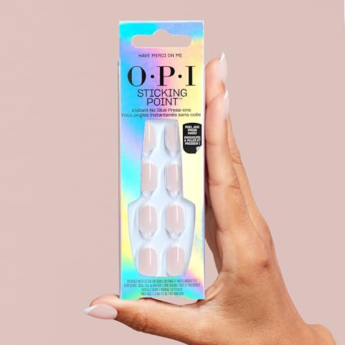 Short Round French Tip Press-On Nails - Merci on Me, 30 Count with Sticky Tabs