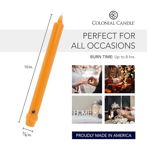 Unscented Caramel Taper Candle - Classic Collection, 10 Inch, Pack of 12