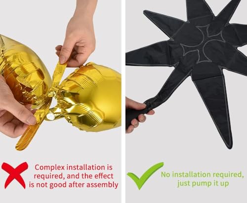 Black Rose Gold Explosion Star Foil Balloons - 8 Pcs Party Decorations