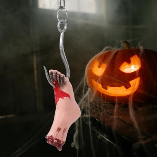 Halloween Hanging Bloody Body Parts Decor - Chained Feet Horror Prop