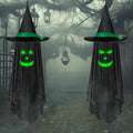 Halloween Hanging Ghost Decorations Outdoor with Glowing Face - Black Ghost, 2 Pack