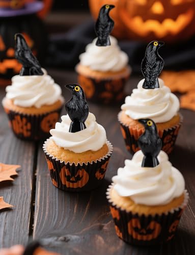 Mini Resin Crows Figurines Set - Halloween Decor, Gothic Garden & Haunted House Accessories