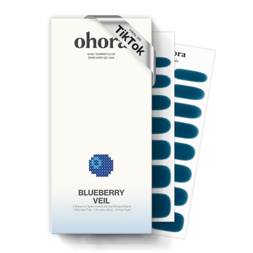 Semi Cured Gel Nail Strips - Blueberry Veil, Easy Application, Long-Lasting