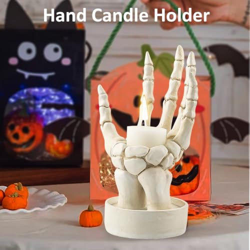Halloween Skeleton Hand Ring Holder Tealight Candle Decor - White Left Hand Variation of THIS listing